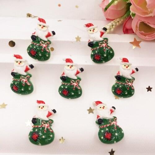20pcs Colorful Resin mini Santa Claus Flat Back Cabochon stone Miniature scrapbook figurines Home Christmas ornament DIY OG12