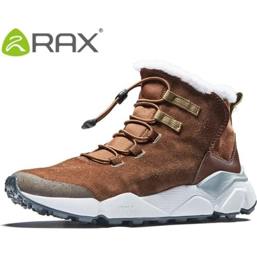2020 RAX Outdoor Hiking Boots For Men Breathable Snow boots Man Leather Walking Shoes Hiking Shoes Fleece Winter Boots