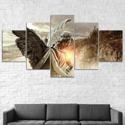 Glow Angel Ancient Statue 5 Pcs Modern Art Wall Pictures Prints HD Canvas Home Living Room Decoration No Framed