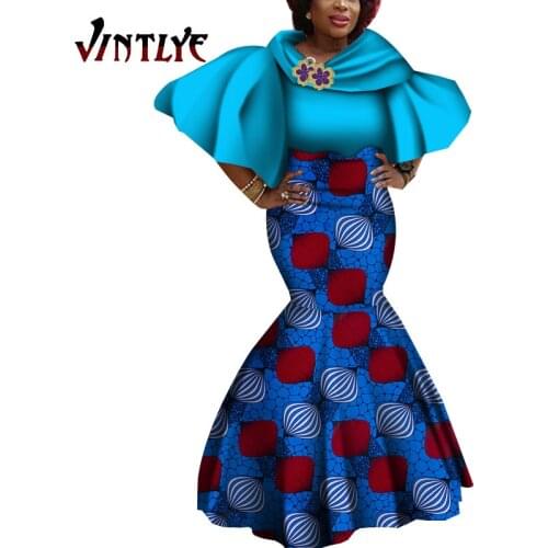 In 2020, the new Dashiki Dresses Traditional African Sleeveless Flounced Dress For Women Custom Skirt Suit model WY6344