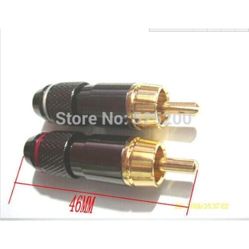 Free shipping Copper RCA Plug Gold Plated Audio Video Adapter Connector 100pcs