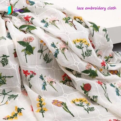 Colorful Flower Lace Cloth White Soft Tulle Wedding Dress Cheongsam Baby Skirt Decoration Grid Fabric