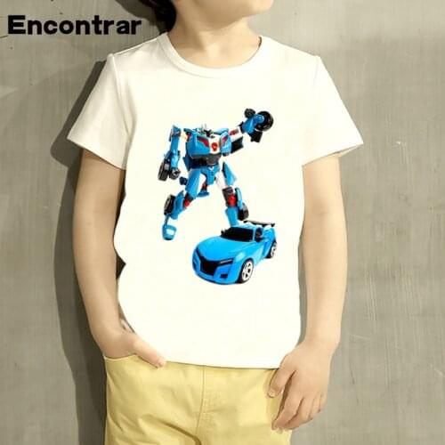 Baby Boys/Girl Tobot Cartoon Design T Shirt Kids Funny Short Sleeve Tops Children Cute T-Shirt,HKP2179