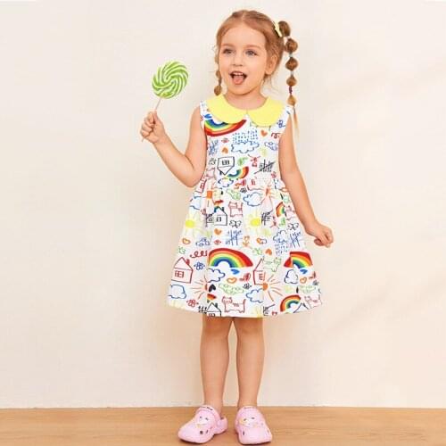 Kids Sleeveless Unicorn Dress Summer 2021 New Childrens Western Style Vest Princess Dresses