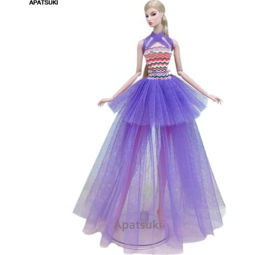 Purple Multi-layer Wedding Dresses Fashion Doll Outfits Dress For Barbie Clothes 1/6 BJD Dolls Accessories Kids Toys
