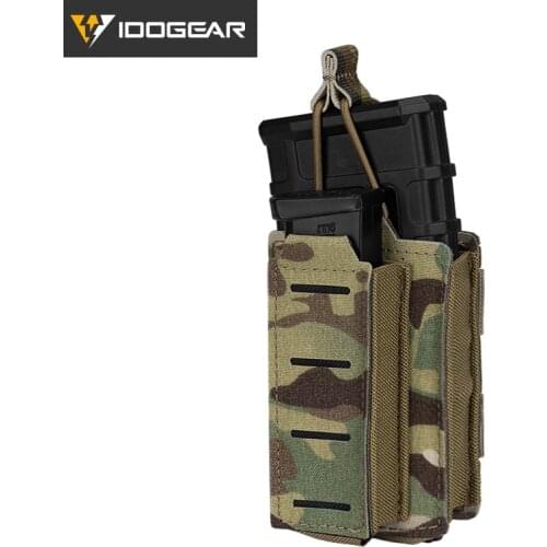 IDOGEAR Tactical LSR 9mm 556 Mag Pouch Double Mag Carrier MOLLE Pouch Laser Cut Airsoft 3569