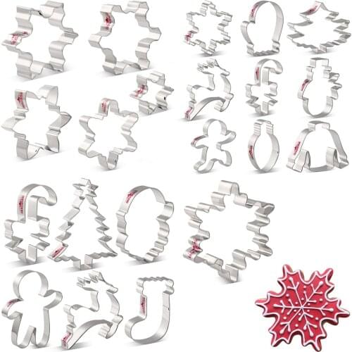 KENIAO Winter Snowflake Cookie Cutter - 5 Various Size and Shap - Biscuit / Fondant / Pastry Cutter - Stainless Steel