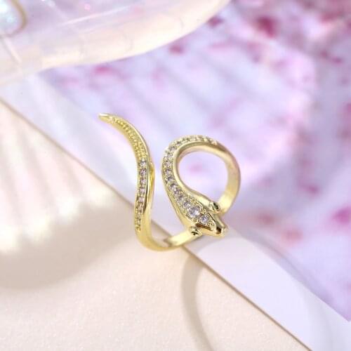 Snake Rings Gold Silver Color Metal Punk Open Adjustable Design Animal Exaggerated Finger Ring for Women Men Party Jewelry Gift