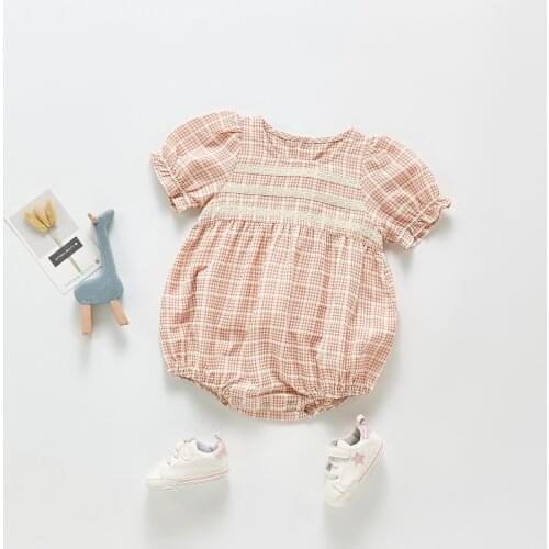 Summer Cute Girls Fart Clothing Lace Cuff Infant Conjoined Clothes Bodysuits Baby Clothing Carters Baby Girl Baby Baby Jumpsui