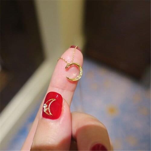 Liemjee Personality Fashion Party Punk Jewelry Moon Zircon Necklace For Women Feature Namour Charm Gift All Seasons