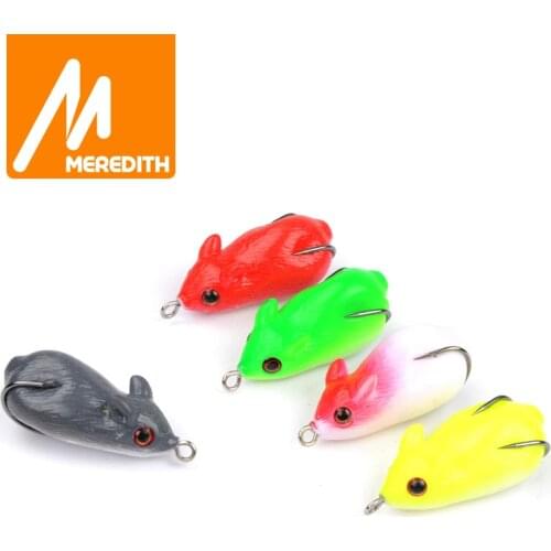MEREDITH 8.2g 4.5cm 5pcs Fishing Frog Mouse Lures Soft Baits For Snakehead Bass Lures Frog Fishing Floating Topwater