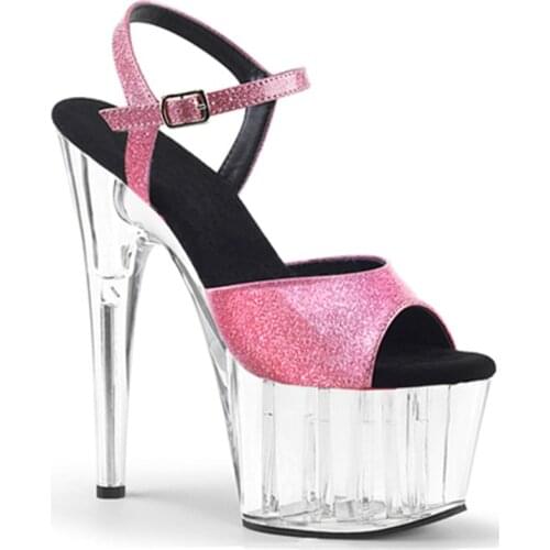 Fashionable shoes with 15CM high-heeled open-toe sandals, pole dancing/performance/model with super high heels, wedding sandals