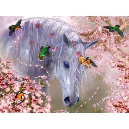 Two Horse Animal DIY 11CT Cross Stitch Embroidery Kits Craft Needlework Set Printed Canvas Cotton Thread Home Room
