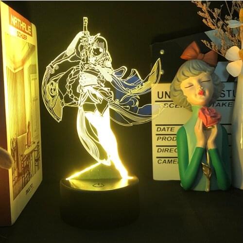 Genshin Impact Raiden Shogun Night Light Anime Ayaka Lamp Game Figure For Party Decor Adult Kid Birthday Gift Tartaglia Yoimiya