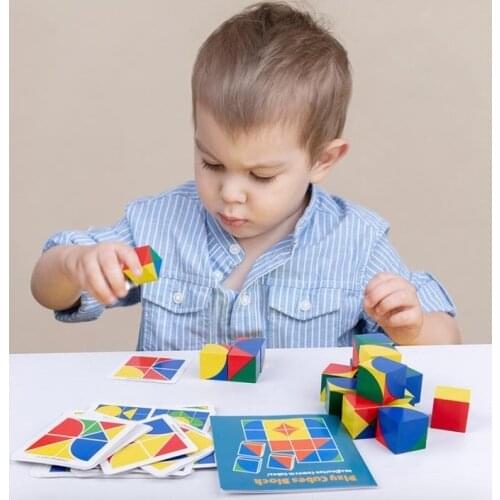 2020 New IQ Creative Wooden Cube 3D Logic Brain Teaser Puzzle Kids Educational Puzzles Game for Children