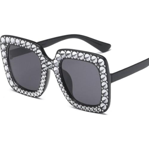 New Oversized Sunglasses Women Big Frame Square Flat Top Rivet Sun Glasses Female Women Vintage Mirror Shades Gradient UV400