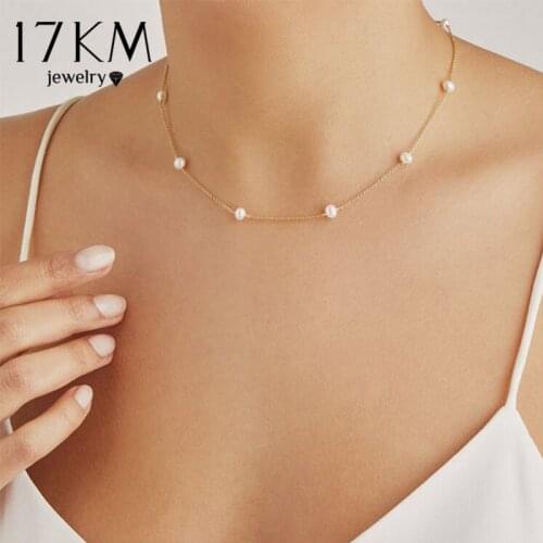 17KM Vintage Pearl Choker Necklaces For Women 2020 Crystal Star Chain Necklace Trendy Beads Pearl Chokers New Jewelry Gift