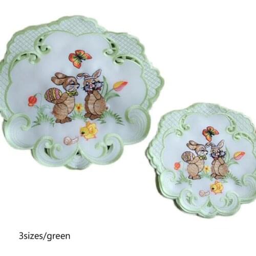 Mini cartoon 3sizes embroidery lace table place mat pad cloth cup Easter coaster placemat mug doily kitchen tableware decor