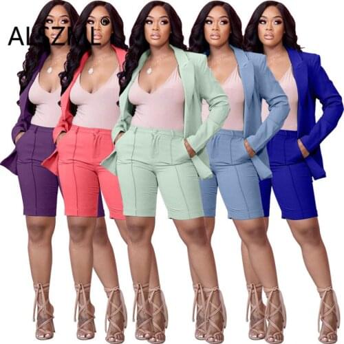 Simple Pure Color Single-Breasted Long Sleeve Corp Top And Hot Short 2 Pieces Set Office Lady Fashion Tracksuits