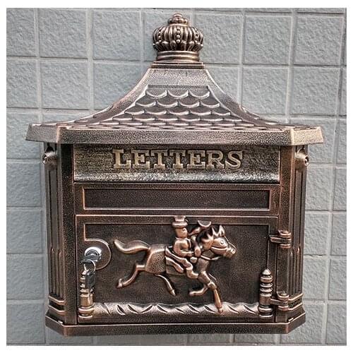 Multi-color Apartment Vintage Garden outdoor mailbox Bronze Cast Iron postbox newspaper mailbox Wall hanging Garden decorations
