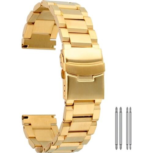 Solid Stainless Steel Watchbands 3 Colors 18mm 20mm 22mm 24mm Metal Watch Band Strap for Men Women Watches Replacement Bracelet