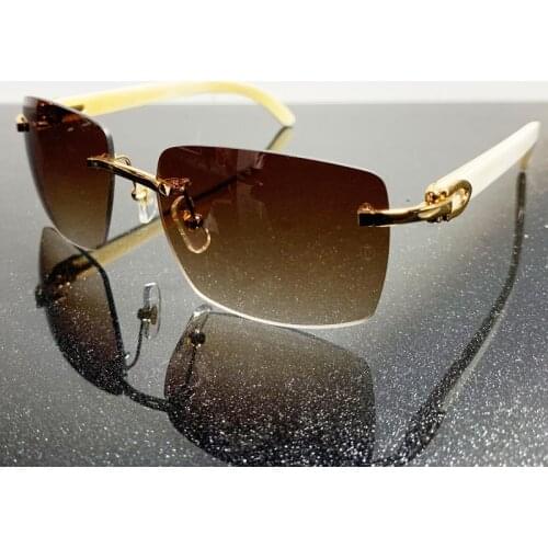 Oversized Sunglass Big Square Wood Sunglasses Men Rimless Carter Sun Glasses Buffalo Horn Designer Retro Sunglass Gafas De Sol