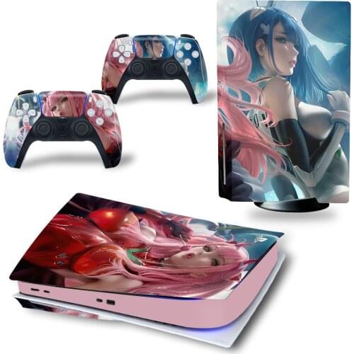 Girl1 Style PS5 Disc Edition Skin Sticker for Playstation 5 Console & 2 Controllers Decal Vinyl Protective Skins Style 1