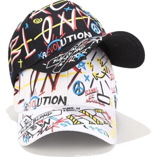 Unisex Korean Cotton Summer Outdoor Sunhat Mens All-macth Adjustable Casaul Sport Cap Fashion Personality Graffiti Baseball Cap