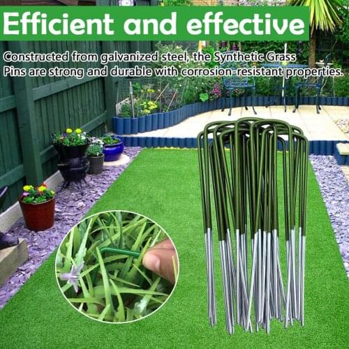 Universal Artificial Grass U Shaped Turf Pin Lawn Fastening Insert Half Green Galvanizing Gardening Accessories