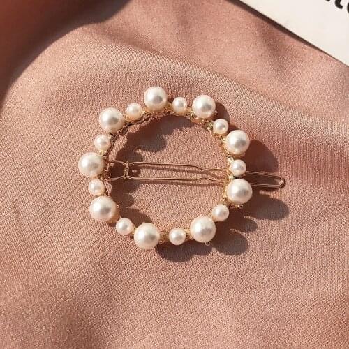INS Brief Hair Accessories For Women 2020 Imitation Pearls Round Hair Clip Hair Ornaments Charming Bobby Pin
