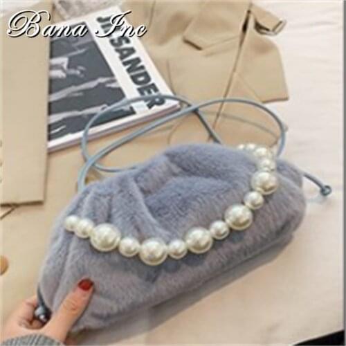 Handbag Women Winter Shoulder Bag Vintage Clutch Purse Solid Color Plush Hand Bags For Women 2021 Luxury Faux Fur Hand Purse