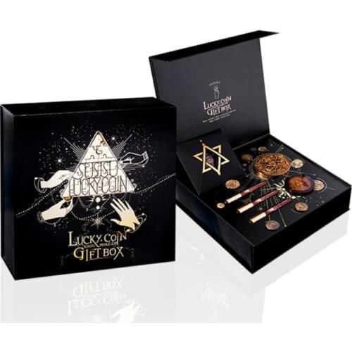 Gold Lucky Coin Makeup Gift Box Eye Shadow Contour Palette Scepter Lipstick Brooch Cosmetics Festival Suit Girlfriend Gifts