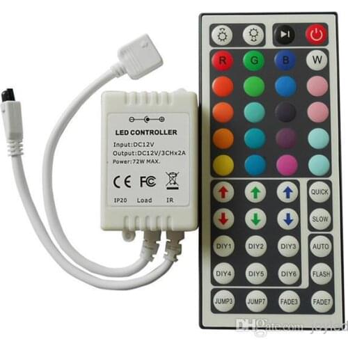 12V 44Keys 72W IR Remote RGB LED Controller for SMD 3528 5050 RGB LED Strip light string Lights