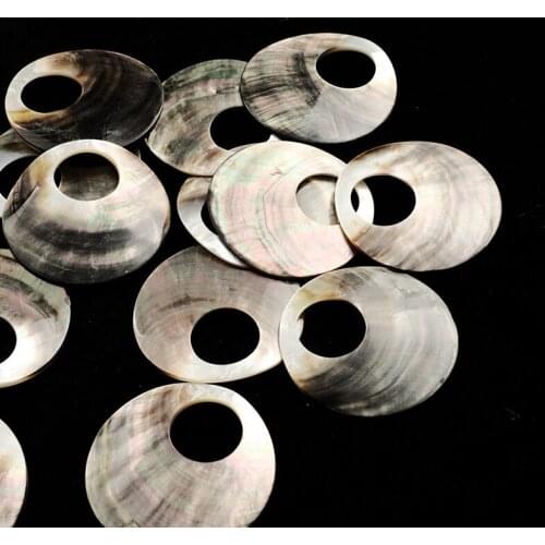 200pcs(lot) 60mm Wholesale Natural Black Round Circle mother of pearl hollow shell for diy Earrings