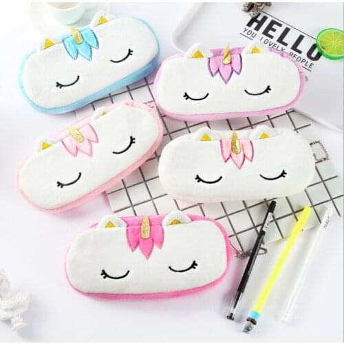 30pcs Unicorn Plush Pencil Purse Kawaii key chain plush coin wallet bag Girls Gift Plush Purse