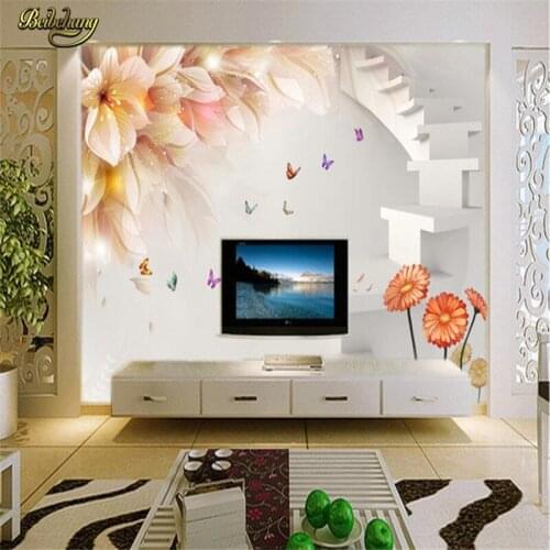 Beibehang lily Custom Mural Print Large Wall paper Painting Living room papel de parede 3D Stereoscopic Restaurant Wallpaper