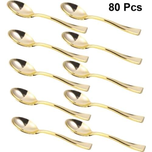 24/80Pcs Mini Spoons Cake Spoons Plastic Disposable Dessert Spoons Ice-Cream Spoons for Home Shop Party