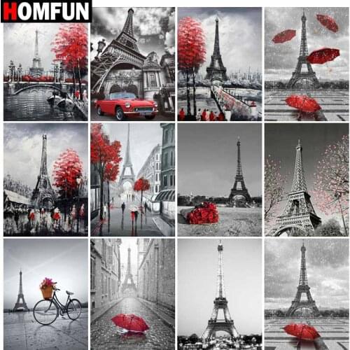 HOMFUN Full Square/Round Drill 5D DIY Diamond Painting "Tower landscape" Embroidery Cross Stitch 5D Home Decor Gift