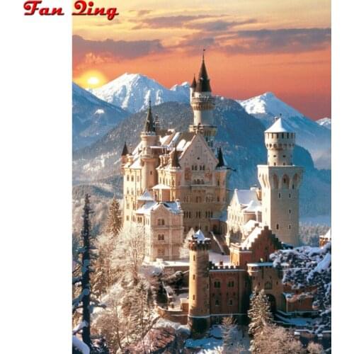 5d diy Diamond Embroidery Neuschwanstein Winter Castles Full Square Round Drill Diamond Painting Kit Scenic Rhinestone
