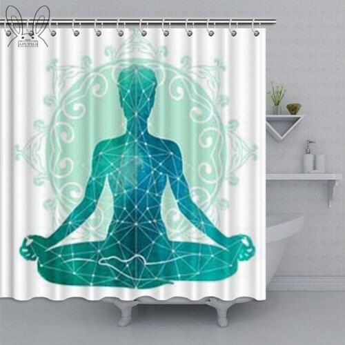 Aplysia Yoga Decor Shower Curtain Colorful Yoga Pose Waterproof Bathroom Curtain Polyester Fabric For Home Decor Shower Sets