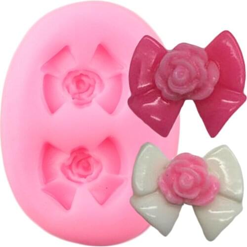Bow Silicone Resin Mold Bowknot Cupcake Topper Chocolate Gumpaste Mould Polymer Clay Candy Molds Fondant Cake Decorating Tools