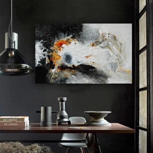 CHENFART larger size Black and White Abstract Oil Painting Canvas Picture Wall Art For Living Room Decor Home