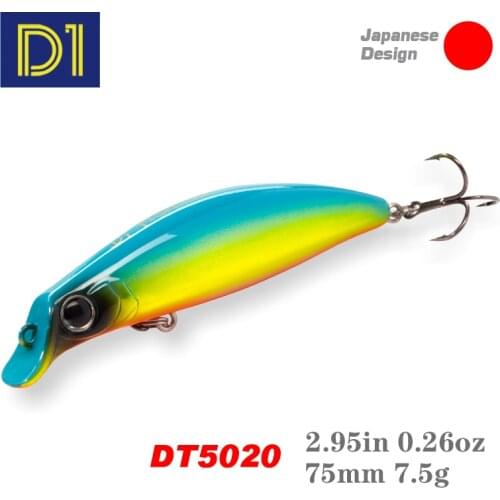 D1 Fishing Lures sasuke minnow 75mm 7.5g Slow Floating Artificial Baits Depth 30-80cm Rolling Wobbler Pike Trout pesca Tackle