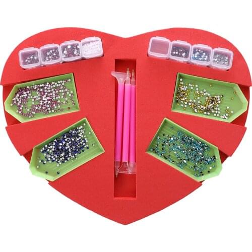 Diamond Painting Accessory Container Diamond Embroidery Foam red love Tray Multi-Color Organizer Holder MosaicTool