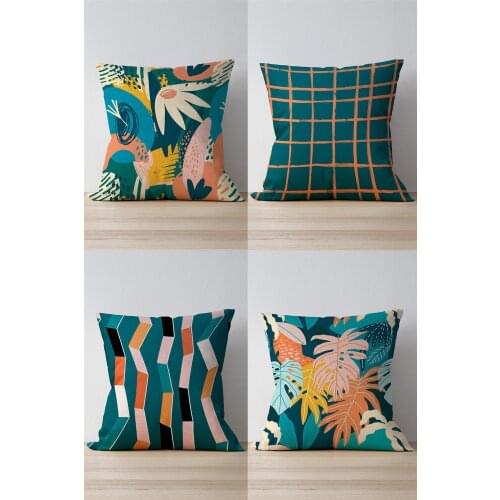 Double Side Printed Art Textured 4'Lü Suede Pillow Decorate Case Good Quality Stylish Home Garden Room Kitchen Gift Convenient Decorative Modern