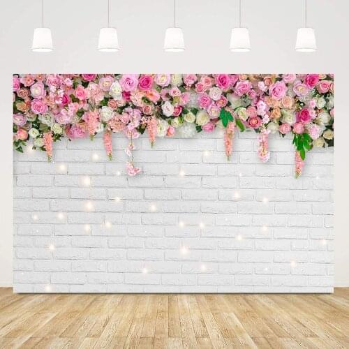 Wedding White Curtain Blossom Floral Garland Wall Party Photography Backgrounds Decoration Backdrops For Photo Studio