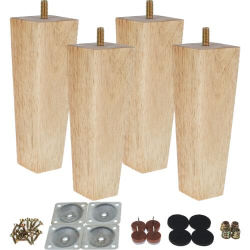 4 Pcs Solid Wood Furniture Feets Sofa Bed Cabinet Chair Replacement Feet Square Legs for Settee Table Home Furniture Accessories