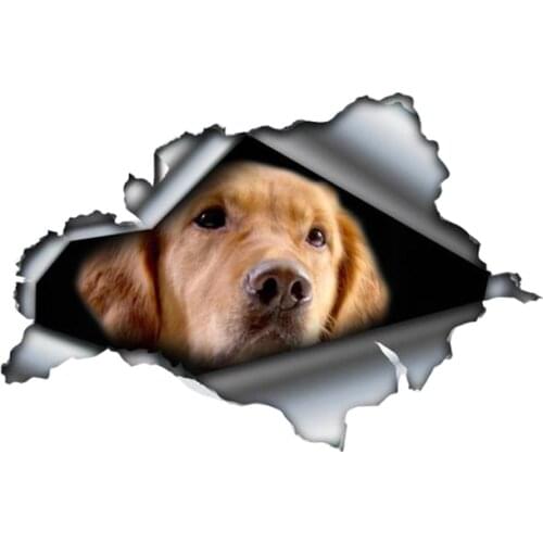 Interesting Car Sticker Golden Retriever 3D Car Window Accessories Decal Laser Waterproof PVC 13cm*9cm