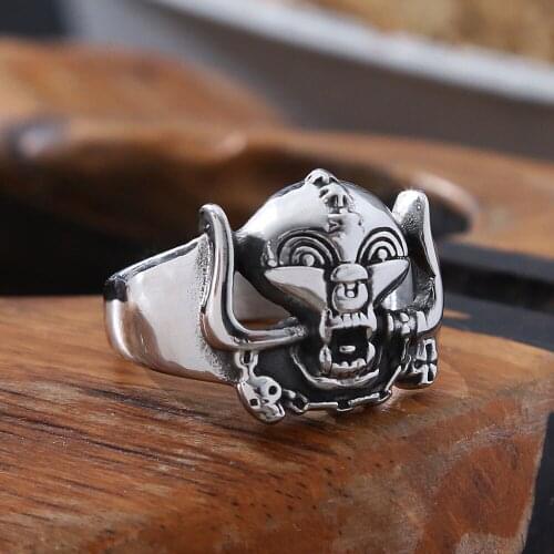Gothic Stainless Steel Rings For Men Ethnic Retro Style Skull Biker Men Ring Rock Punk Hip Hop Fashion Ring Jewelry