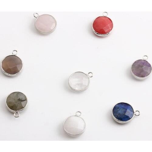 Beadsland Round Single Hole Colourful Nature Stone Pendant Making DIY Necklace Earring Delicate Accessory Friends Gift